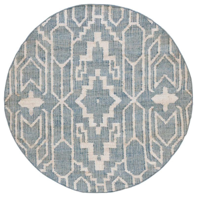 Natural Fiber Flat Weave Jute Southwestern Rug, Round 6'