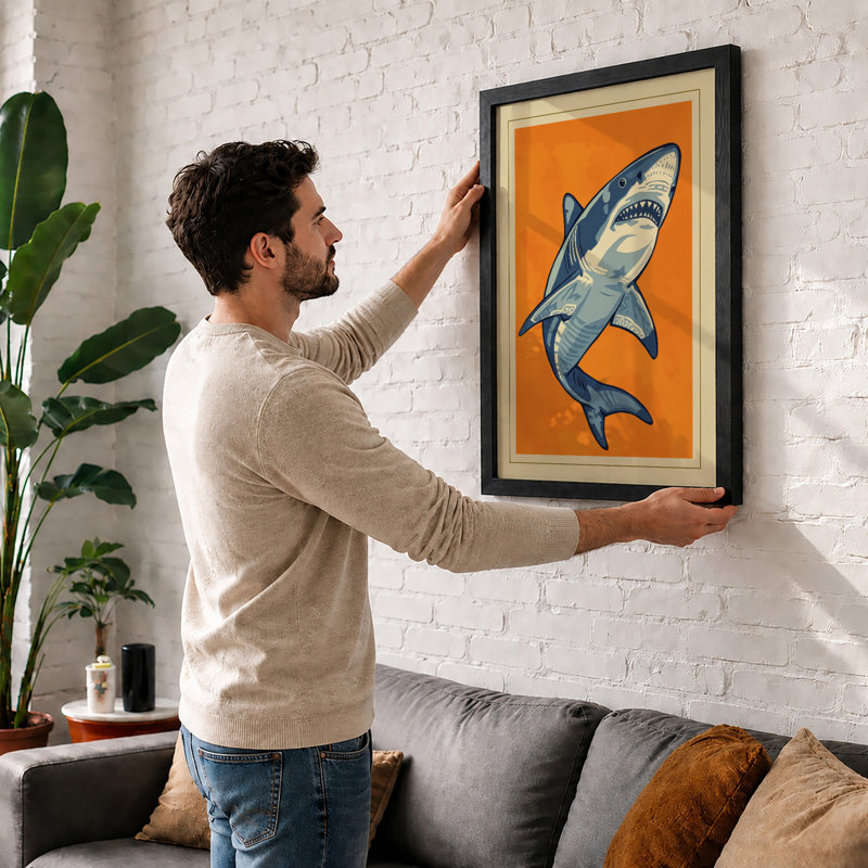 Great White Study Modern - Framed Print, Unframed, A4 - 29.7 x 21.0 cm