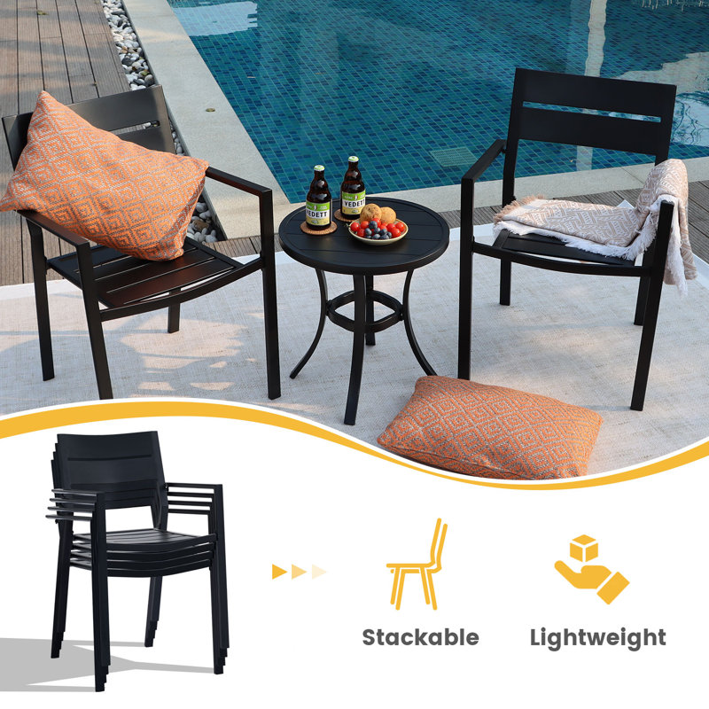 Nazir 8 - Person Patio Dining Set with Round Table, Brush Wood Brown/Black