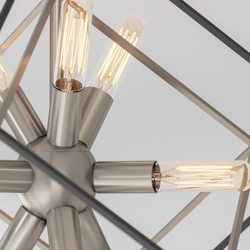 Lustre 9 lumières Campbell-Josh nickel brossé