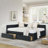 Full Size Velvet Upholstered Tufted Bed Frame with Two Drawers-1309143586