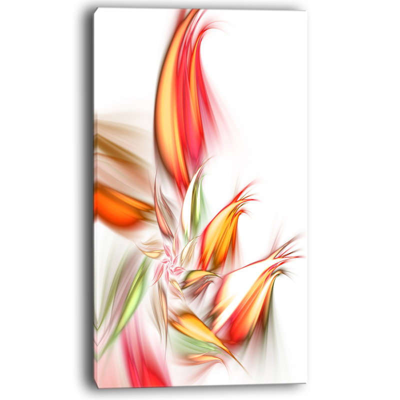 « orange », formes florales à motif floral rose, impression sur toile tendue, H 40 po x l 20 po x P 1po