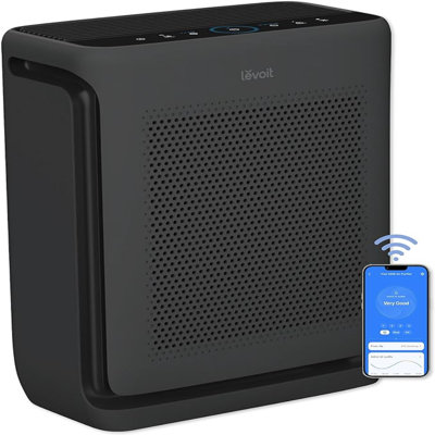 LEVOIT Air Purifiers For Home Large Room Up To 1800 Ft² In 1 Hr With Washable Filters, Air Quality Monitor, Smart Wifi, HEPA Sleep Mode For Allergies, Pet Hair, Pollen In Bedroom, Vital 200S-P, Black