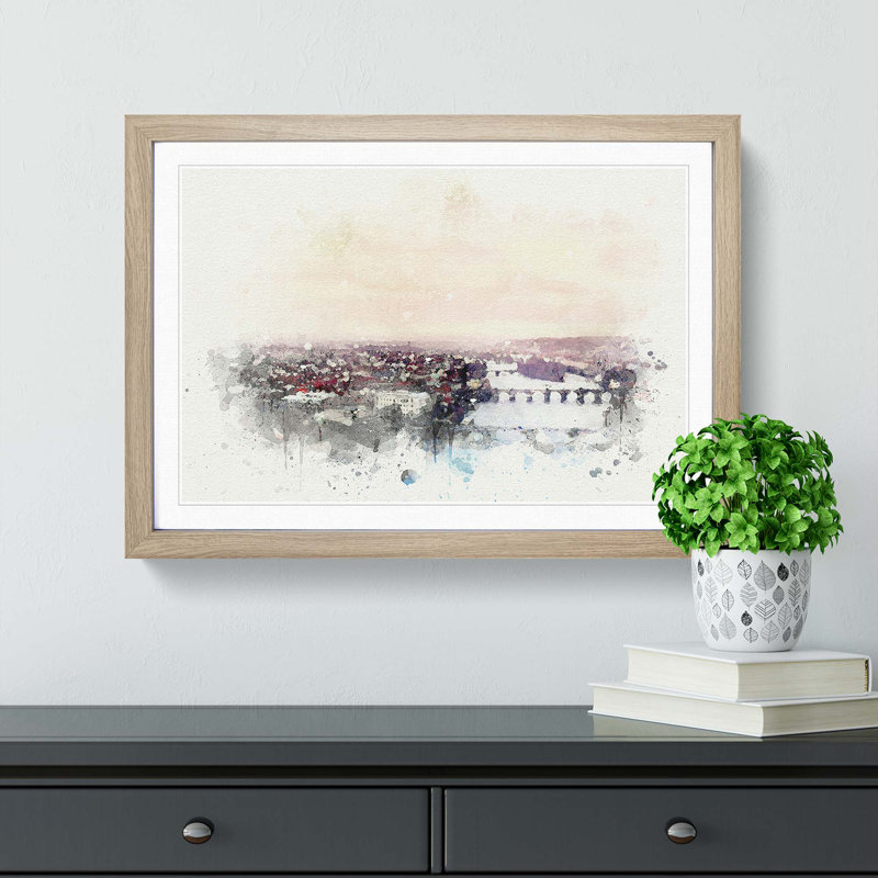 Prague Czech Republic Skyline in Abstract - Framed Print, Oak, 40cm H x 60cm W x 2cm D