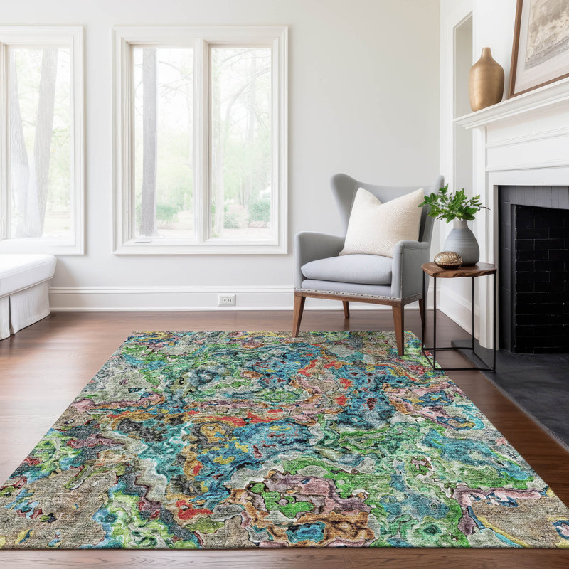 Malchow Washable Abstract Area Rug, Rectangle 10' x 14'