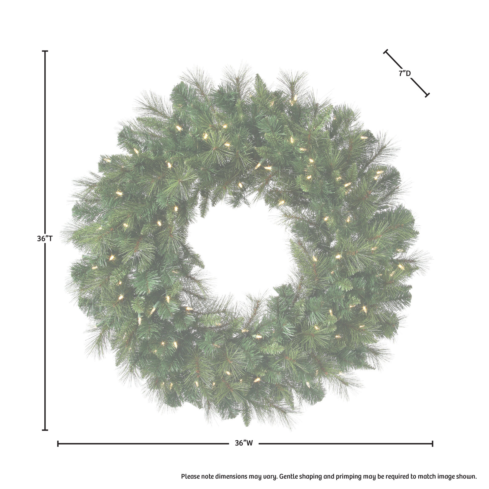 The Twillery Co.® Surrey 60" Pre-Lit Wreath, 30" H x 30" W x 3" D