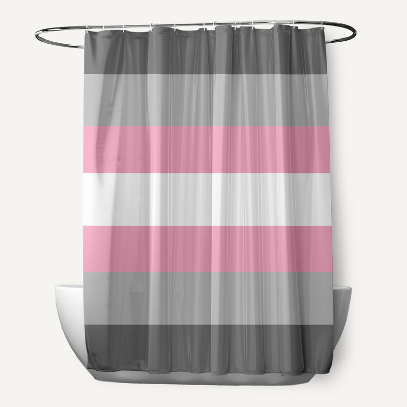 Rideau de douche en polyester durable inclusif, Gris/rose/blanc