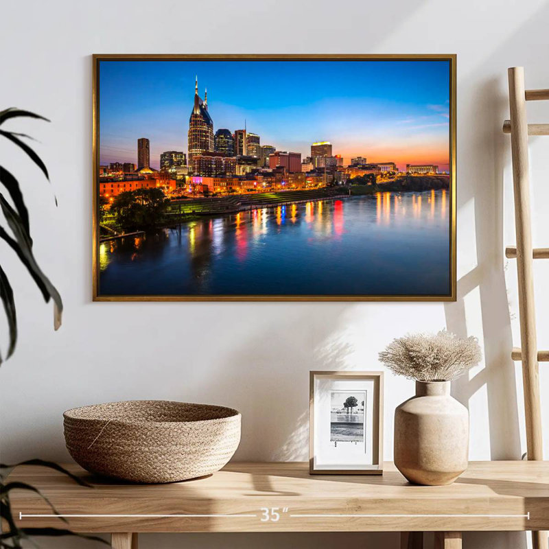 Nashville Floater Frame Print on Canvas, 25" X 17", Floating Frame Gold