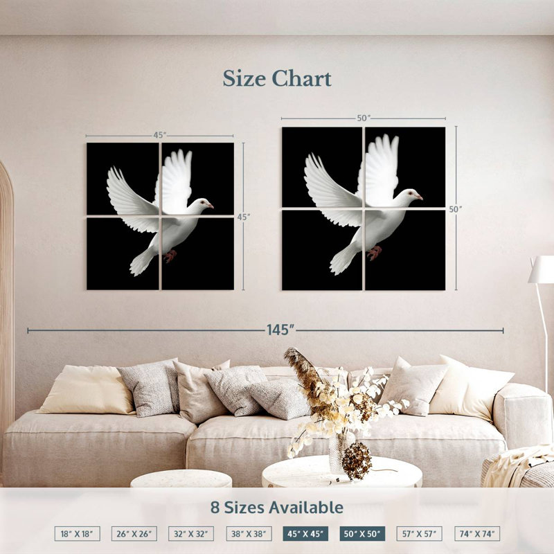 Brampt White Dove, 45" H x 45" W
