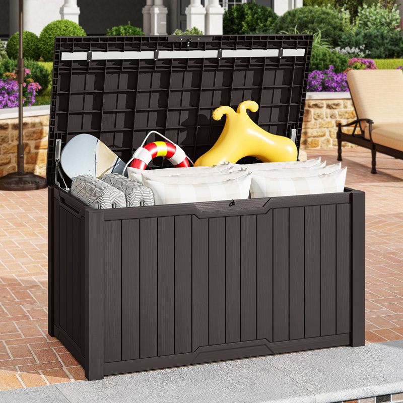 Boîte de rangement verrouillable en résine résistante à l'eau Yita 230 gallons, Marron foncé