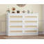 Commode spacieuse à 8 tiroirs en rotin de 47 pouces - Commode de style campagne moderne, meuble télé multifonctionnel et table d'entrée, mobilier de rangement pour grande chambre à coucher, blanc