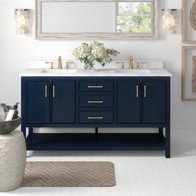 Paulene 61'' Double Bathroom Vanity with Marble Top