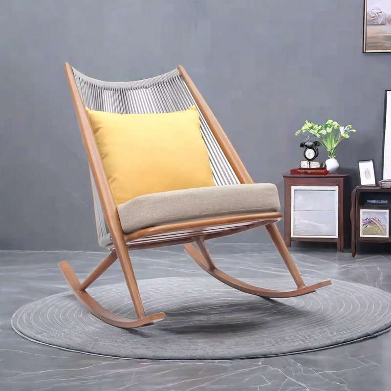 Chaise berçante simple en métal, Beige, Naturel