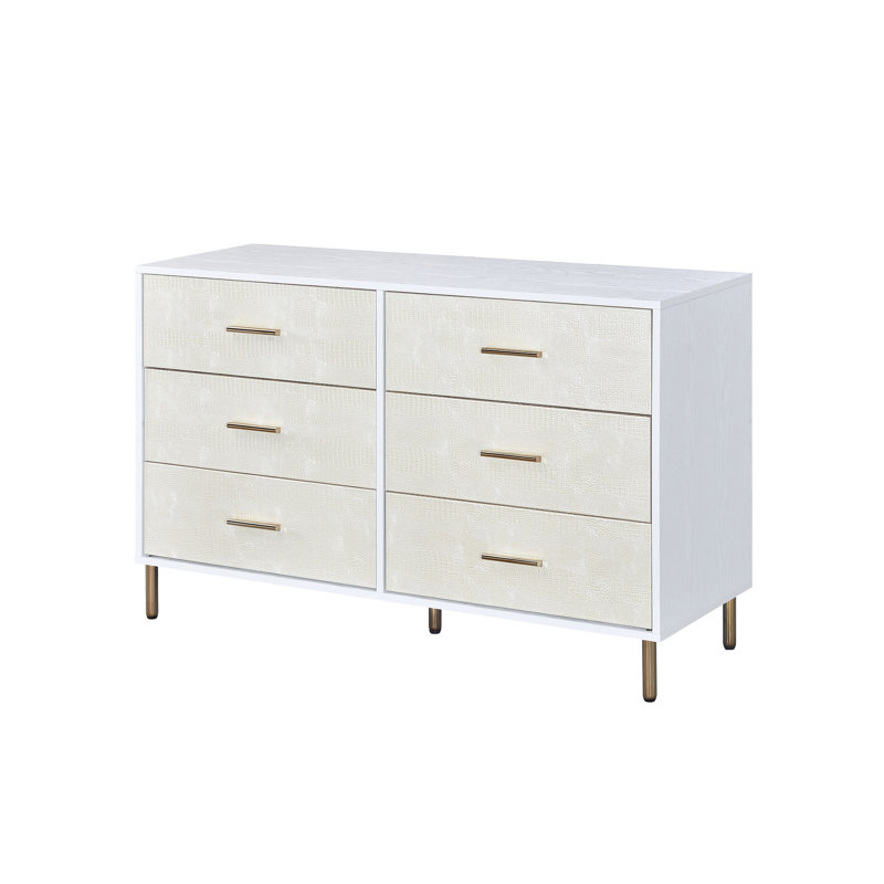 Commode blanche, champagne et or Myles