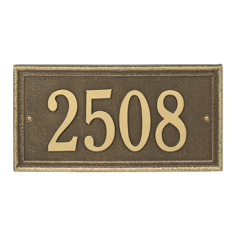 Plaque d'adresse murale standard sur 1 ligne Masons, Laiton antique, Oui