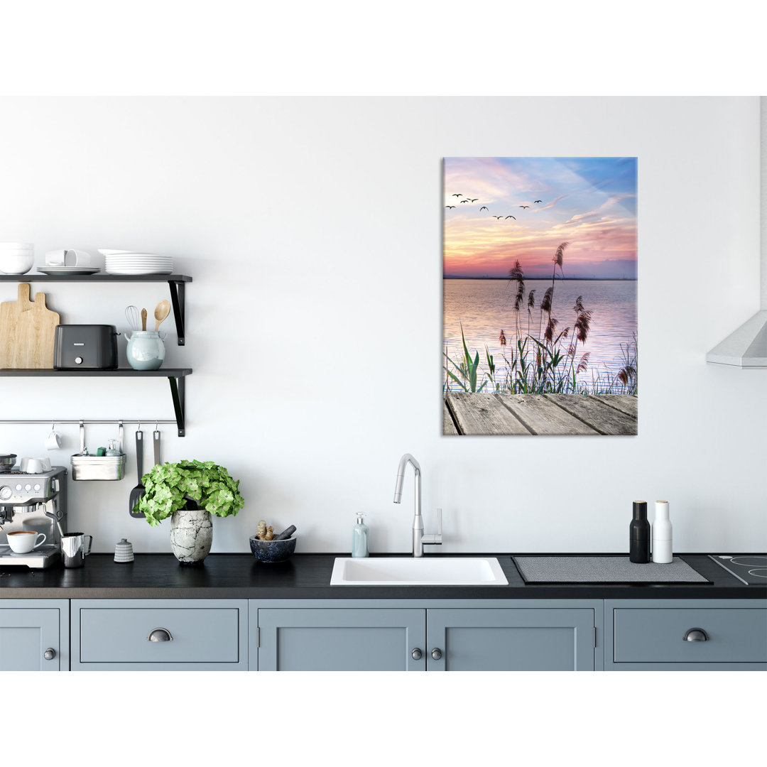 Glasbild | Wandbild Auf Echtglas | Steg Mit Ausblick Aufs Meer | 2 braun LFs8929