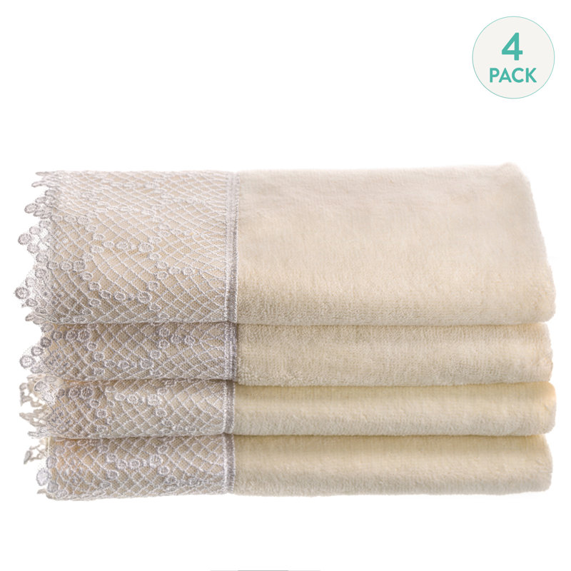 Ensemble de serviettes 4 pièces 100% coton, Ivoire