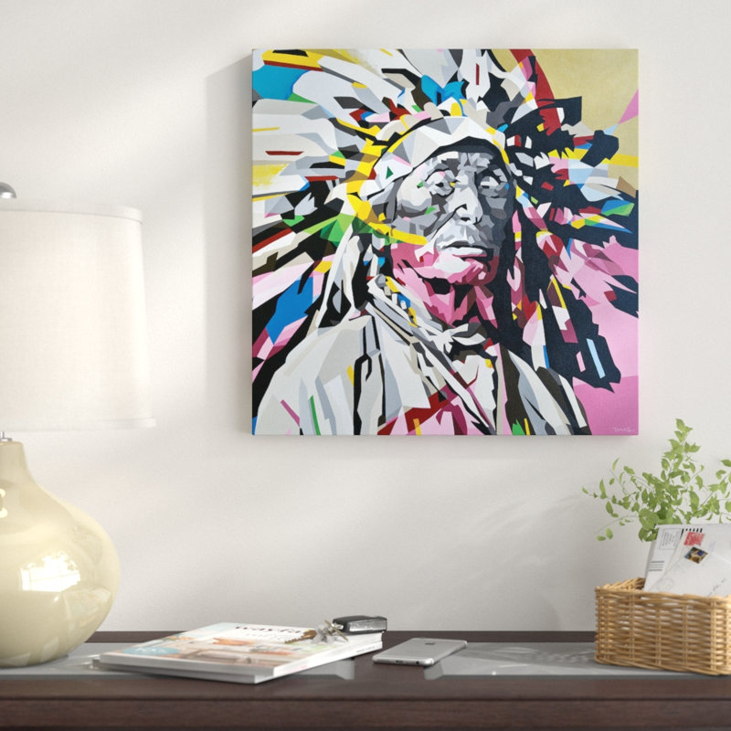 « chief », impression sur toile, H 26 po x l 26 po x P 1,5 po, Pas de tapis, Toile tendue