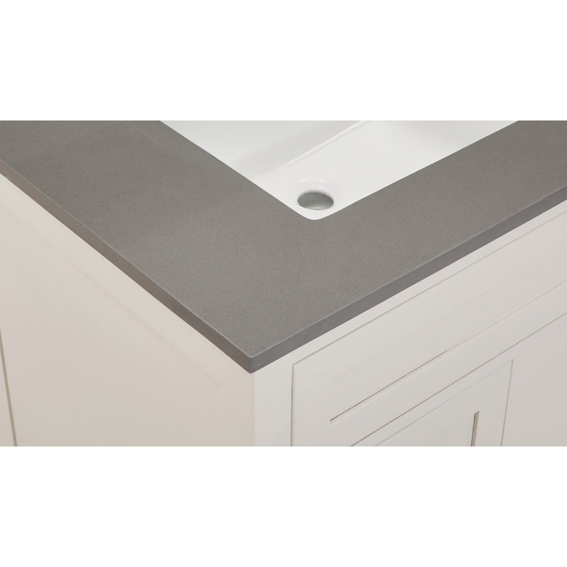 Concrete Grey Composite Stone Vanity Top with White Sink, 31 in.