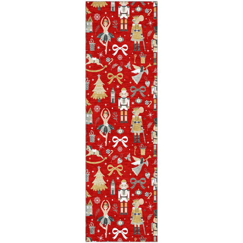 Premium Machine Washable Mayfield AMF1827 Fun Christmas Rug, Runner 2'3" x 7'6"