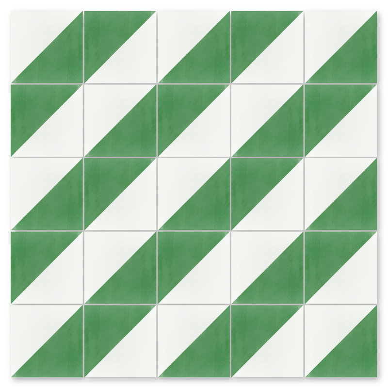 Man Overboard 8" x 8" Cement Wall & Floor Tile, Green & White