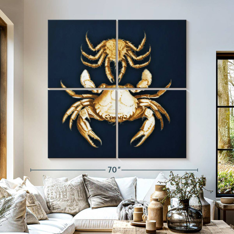 Crabes bruns bleu marine, H 57 po x l 57 po