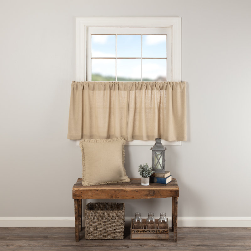 Middlesbrough Cotton Burlap Tailored 72" Cafe Curtain, 72" W x 24" L, Vintage Tan