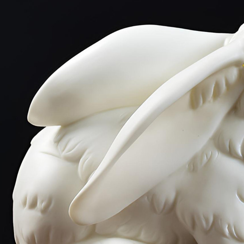 Figurine de lapin en céramique - Décoration de maison et de bureau Mignon chanceux, H 5,43 po x l 9,25 po x P 5,31 po