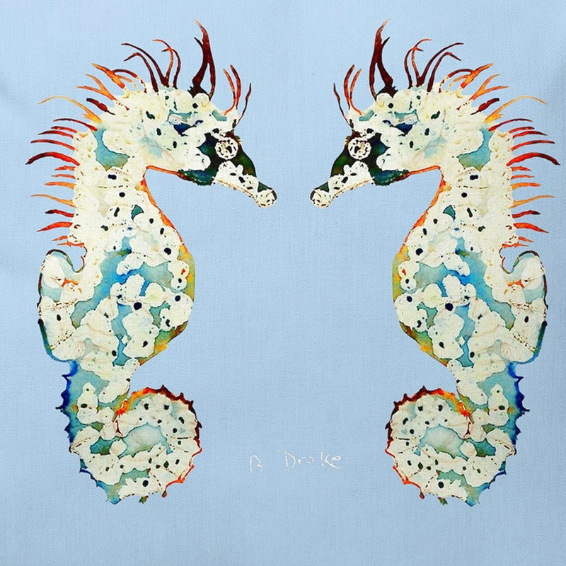  Housse et insert de coussin lombaire d'extérieur Hippocampes Betsy, Bleu pâle, 22 po x 22 po