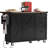 Kitchen Island Cart With Spice Rack And Lockable Wheels, 54.5" Black Rolling Deep Drawers Charging Station,-627830669