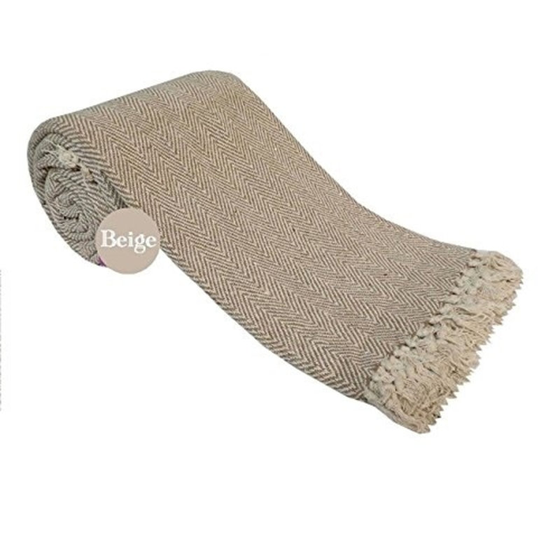 Wiley Throw Blanket, Beige, 229 W x 254cm L
