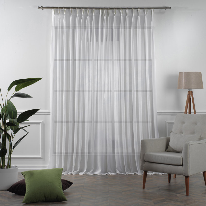Sheer Single Curtain Panel, White, 65cm Width x 295cm Drop