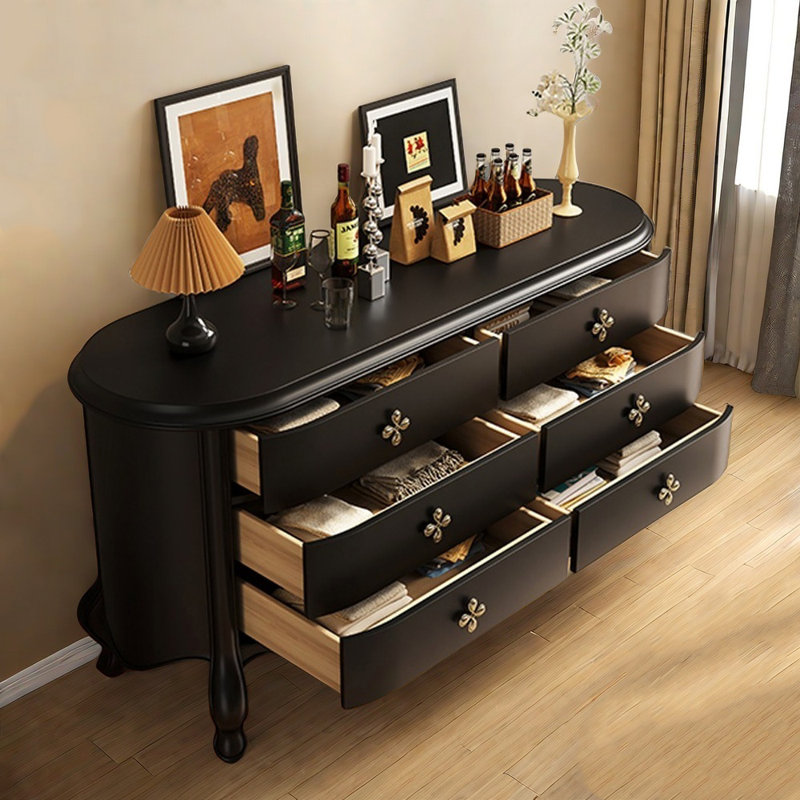 Retro Black Solid Manufactured Wood Accentcabinet, Black