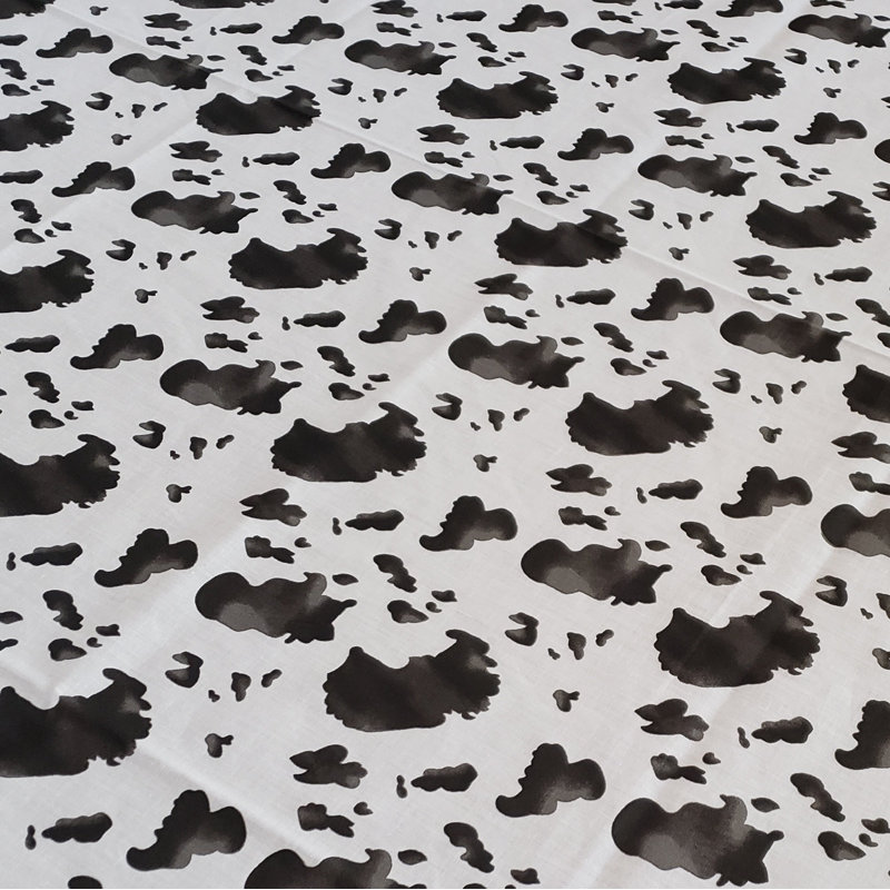 Cow Print Tablecloth, 48" Square, Black