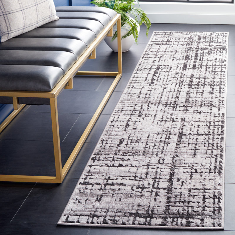 Tapis gris / gris anthracite Minyard 248, Tapis de couloir 2 pi x 8 pi