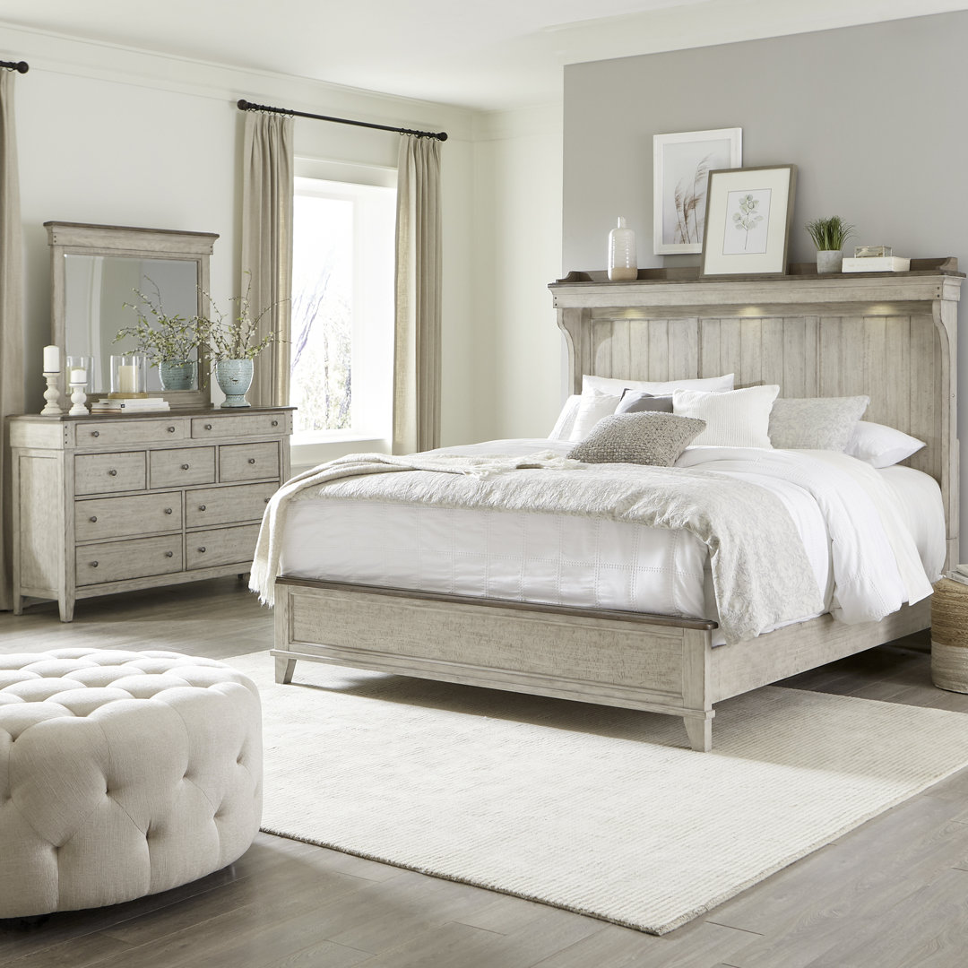 Cathleen Mantle Bed, Dresser & Mirror Laurel Foundry Modern Farmhouse® Bed 