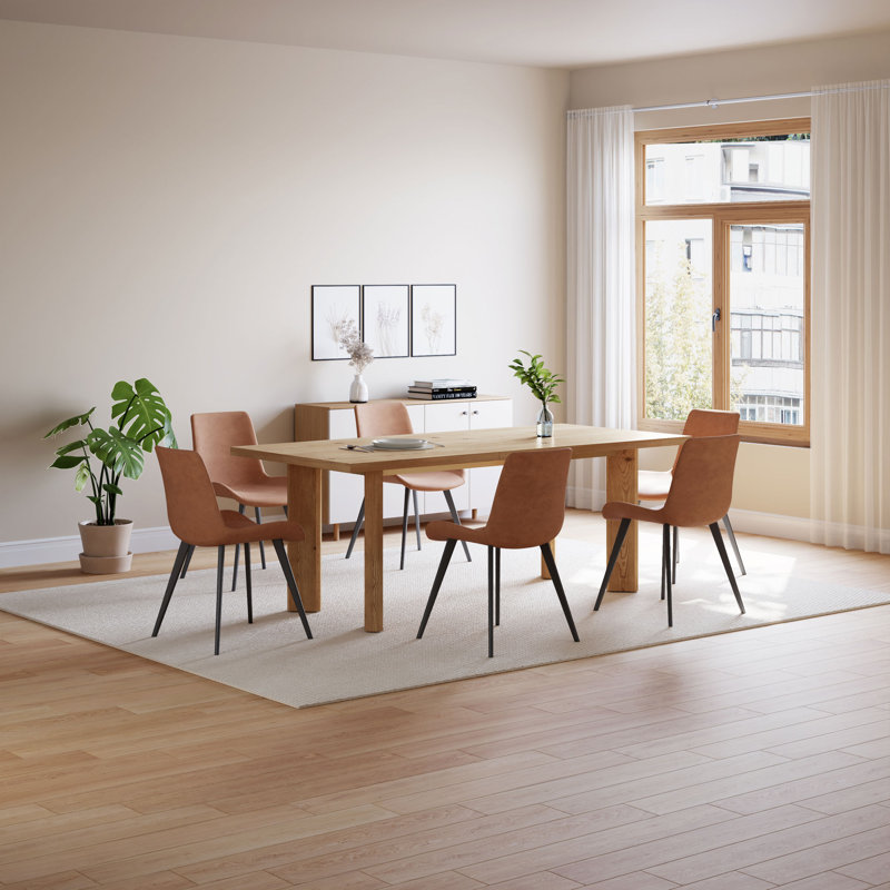 Extendable Dining Table For 6-8, Modern Wood Kitchen Table Rectangular Table For Dining Room, Living Room, Brown
