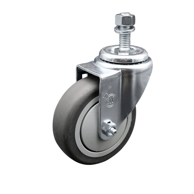 4 Inch SS Thermoplastic Rubber Wheel Swivel ½ Inch Threaded Stem Caster SCC