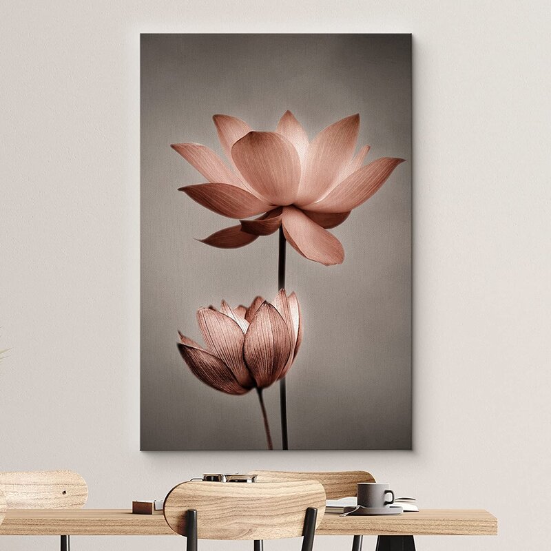 Lotus Flower Against Minimalist Backgound On Canvas Print