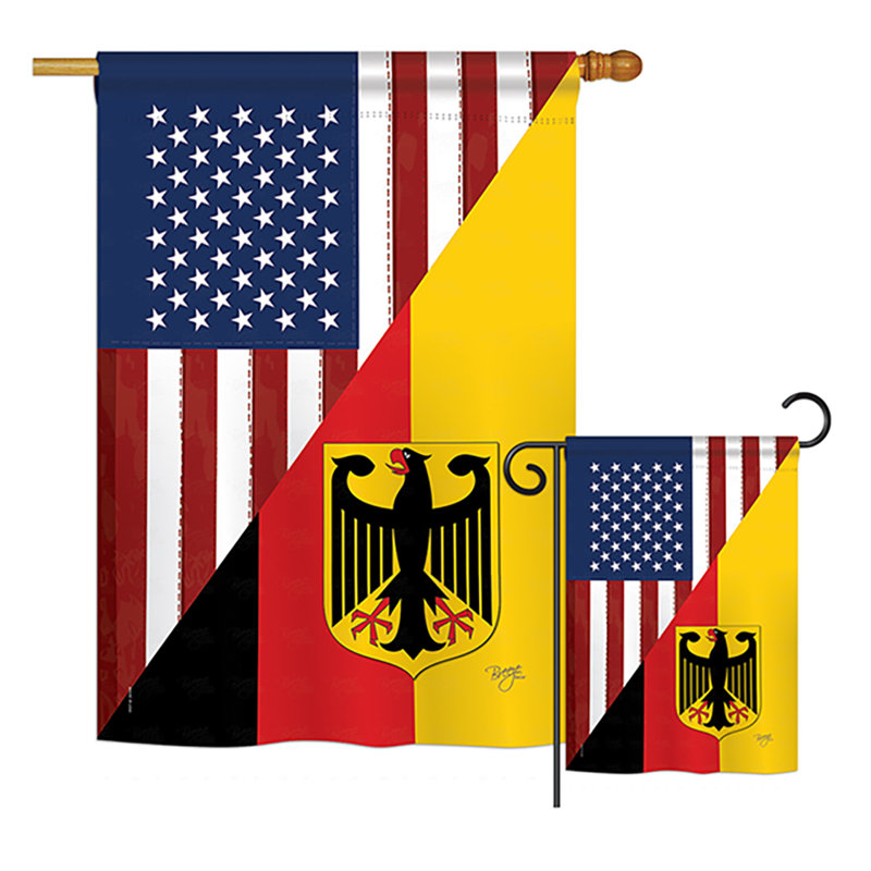 Drapeau vertical décoratif en polyester à 2 côtés american german of the world impressions