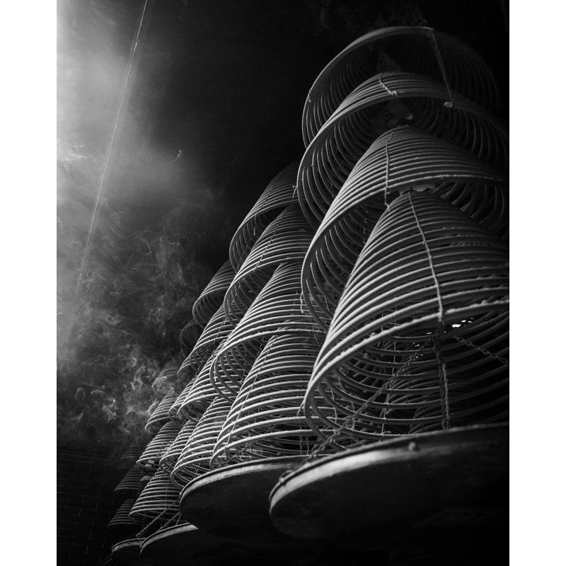 Incense Coils - Picture Frame Photograph on Paper , 28" H x 23.5" W, White Framed