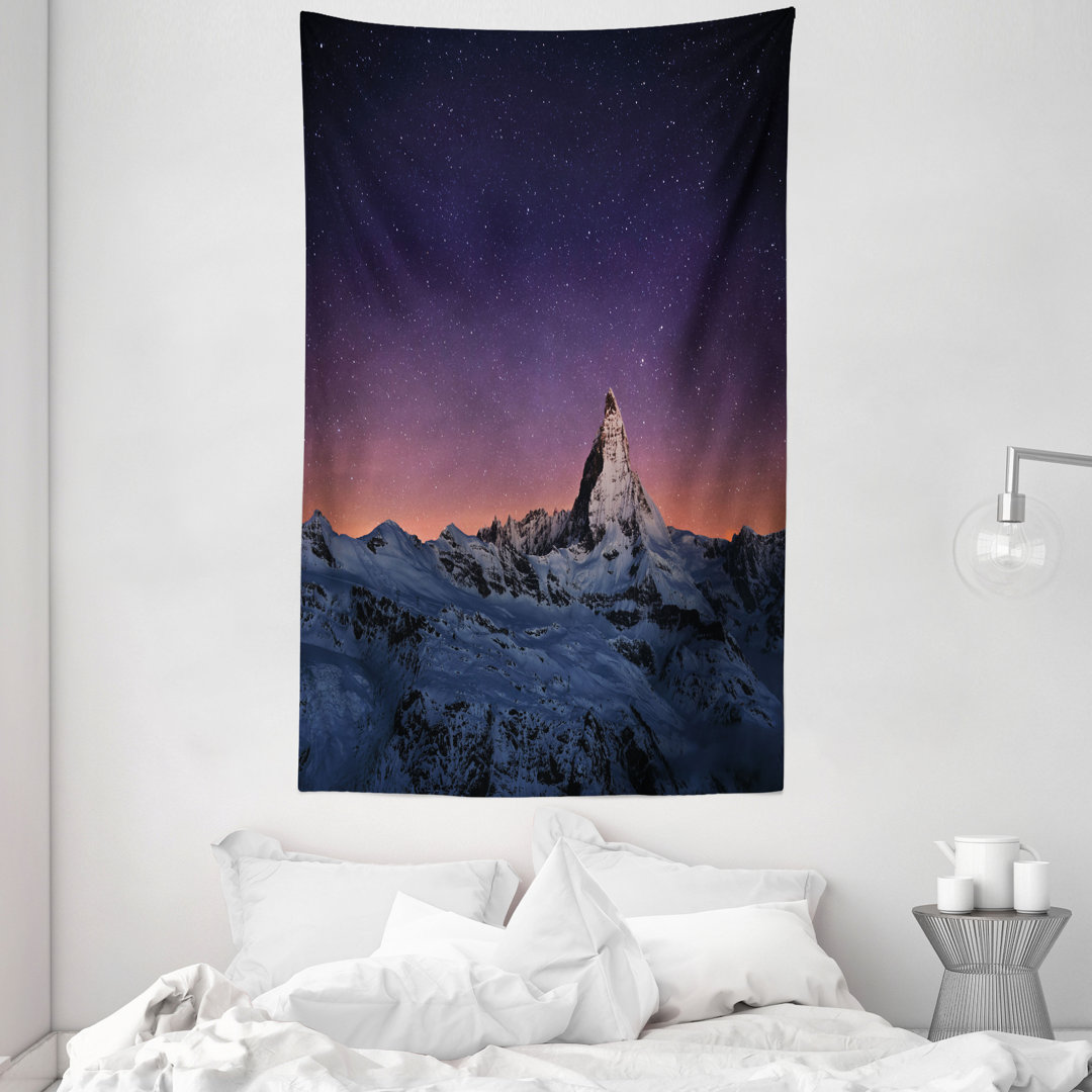 Wandteppich, Matterhorn Peak Europe, Nacht, Lila Coral Beige