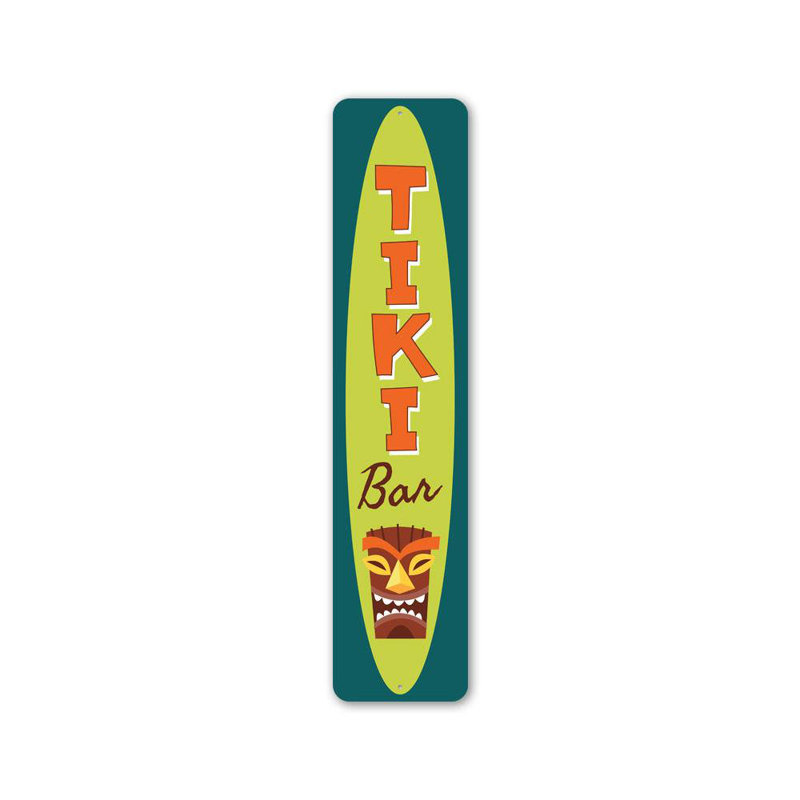 Vertical Tiki Aluminum Sign, 4" H x 18" W x 0.04" D