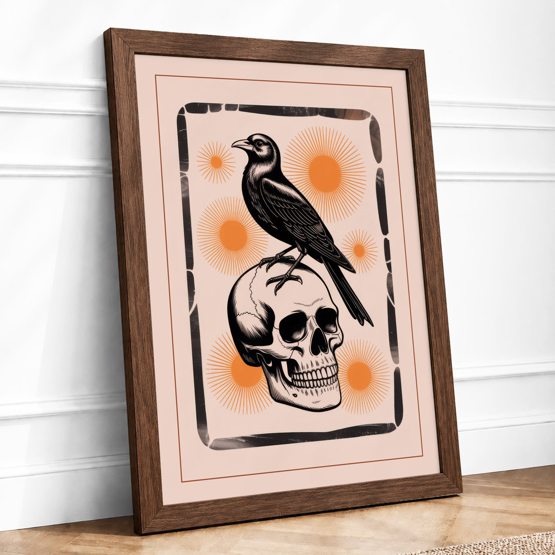 Raven and Skull Modern - Framed Print