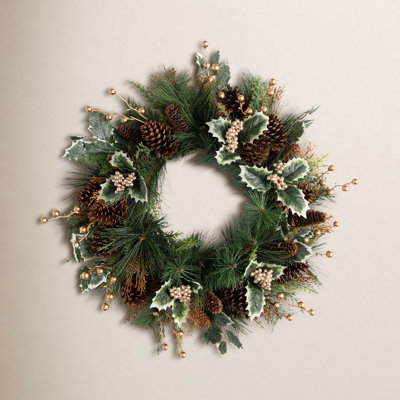 26.5'' Faux Holly Polyethylene Plastic Wreath