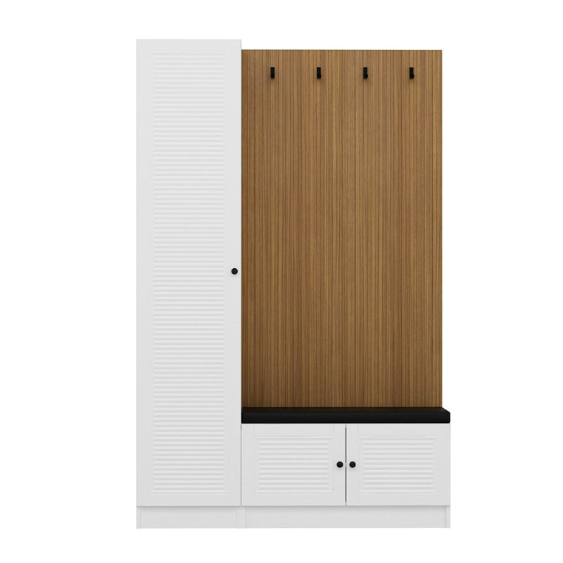 Modern Hall Stand, White, 53.1 x 82.7 x 13.8 inches | 100% Melamine Coated Particle Board, Thickness: 0.7 inches | Stylish & Functional Storage Solution for Entryway, Perfect for Organizing Shoes & Accessories