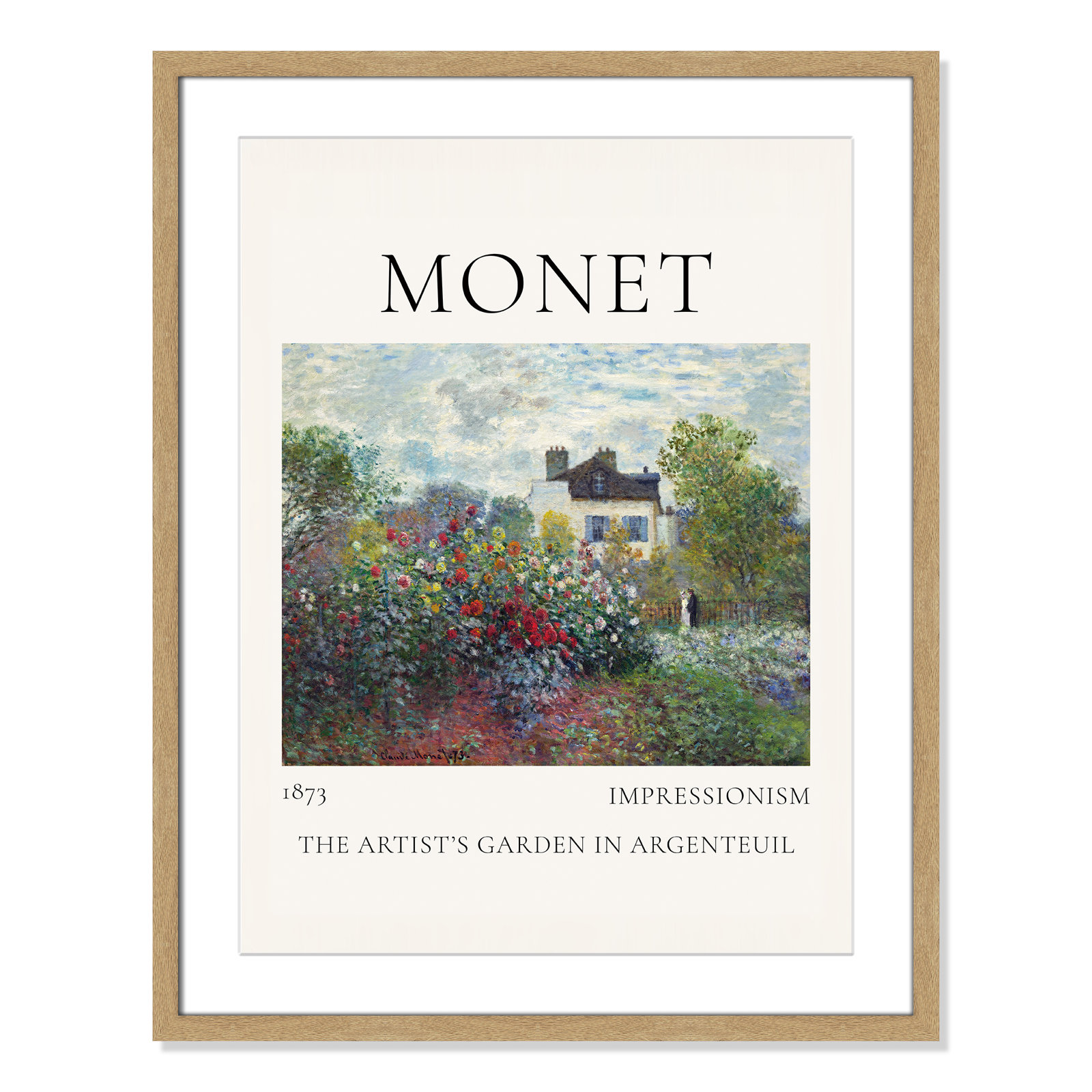 Rocchetto "Artists Garden in Argenteuil" Print, Natural Single Picture Frame, Yes, 29.5" H x 23.5" W x 1.25" D