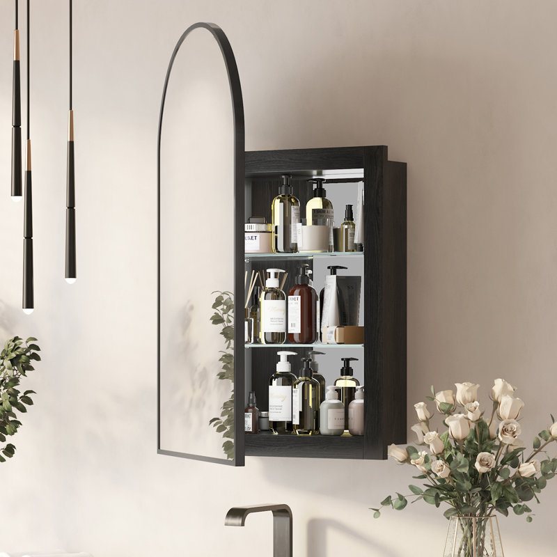 Armoire à pharmacie arquée avec miroir, fixation murale
