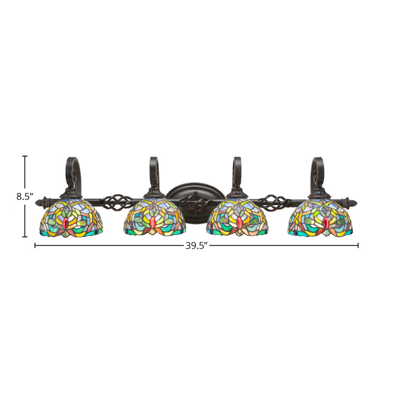 Eleganté 4 Light Bath Bar Shown In Dark Granite Finish With 7" Kaleidoscope Art Glass