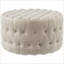 Ottoman 31.5" Round Velvet-Feel Button Tufted for Living Room, Entryway | Beige | Polyester